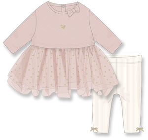 Tutu Top With Gold Foil Print And Ribbed Leggings
: Heart
