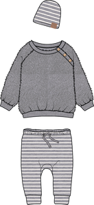 Boys Sherpa Top and Joggers: Grey Stripe