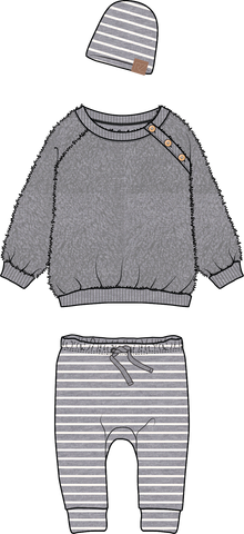 Boys Sherpa Top and Joggers: Grey Stripe
